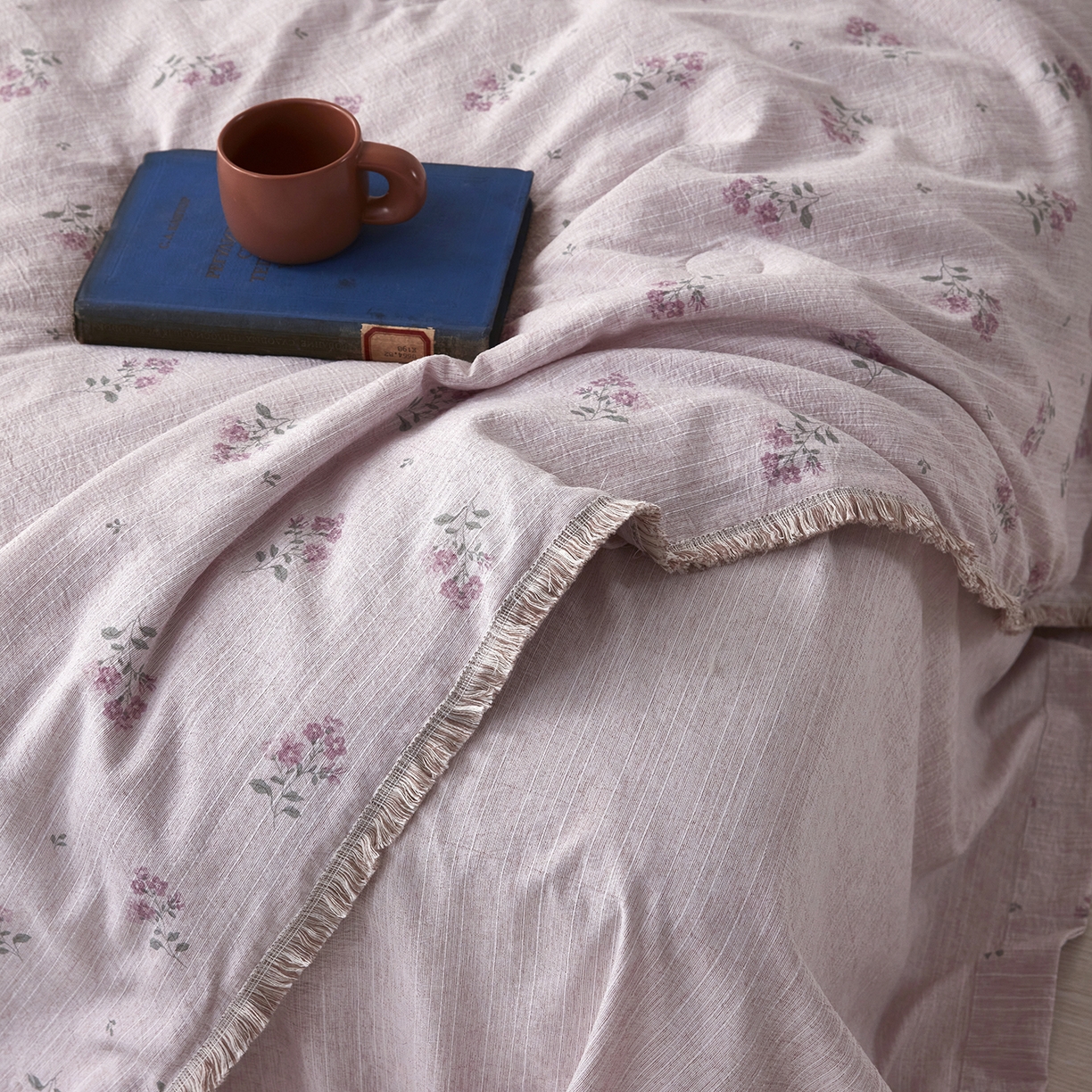 91家纺网 家纺一手货源 找家纺 网客家纺 2026新款提花色织麻夏被四件套 云溪紫