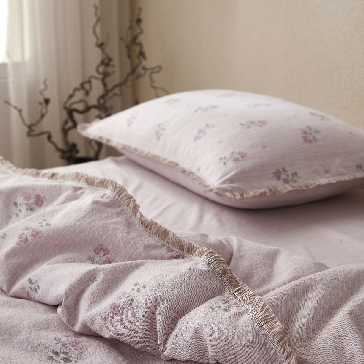 91家纺网 家纺一手货源 找家纺 网客家纺 2026新款提花色织麻夏被四件套 云溪紫