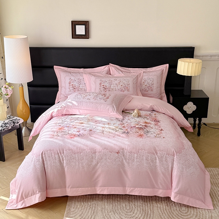 91家纺网 家纺一手货源 找家纺 （总）巧玲珑 2026新款全棉拼角数码印花四件套