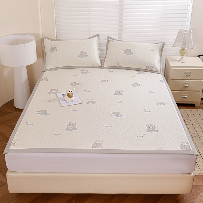 91家纺网 家纺一手货源 找家纺 （总）富馨莱 2026新款PE乙纶高克重冰豆豆席凉感凉席单件席子平铺款学生宿舍支持一件定制尺寸