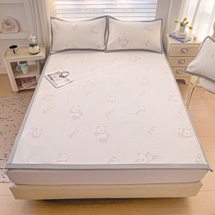 91家纺网 家纺一手货源 找家纺 （总）富馨莱 2026新款PE乙纶高克重冰豆豆席凉感凉席单件席子平铺款学生宿舍支持一件定制尺寸