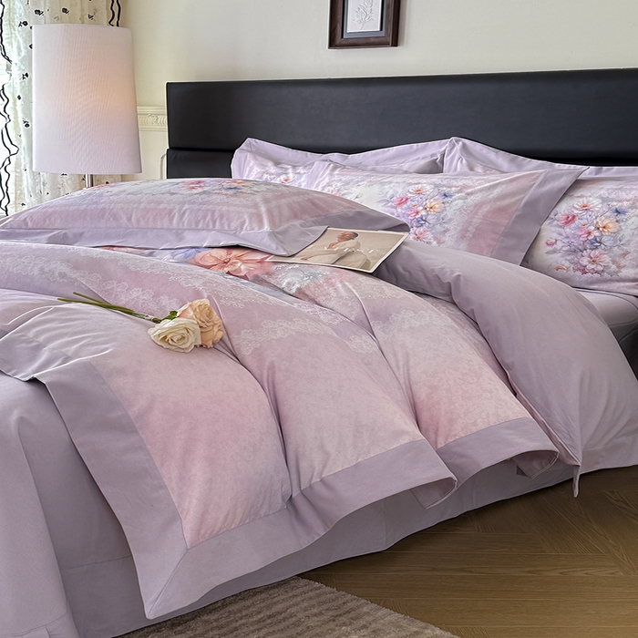 91家纺网 家纺一手货源 找家纺 （总）巧玲珑 2026新款全棉拼角数码印花四件套