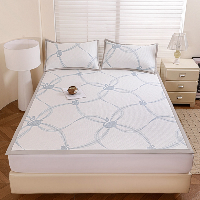 富馨莱 2026新款PE乙纶高克重冰豆豆席凉感凉席单件席子平铺款学生宿舍支持一件定制尺寸 天鹅-蓝