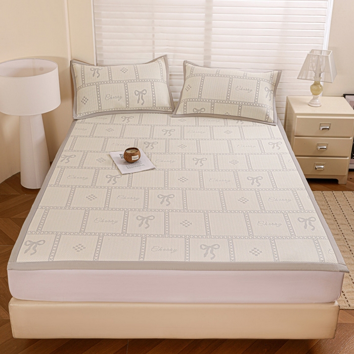 91家纺网 家纺一手货源 找家纺 富馨莱 2026新款PE乙纶高克重冰豆豆席凉感凉席单件席子平铺款学生宿舍支持一件定制尺寸 花蝶-灰