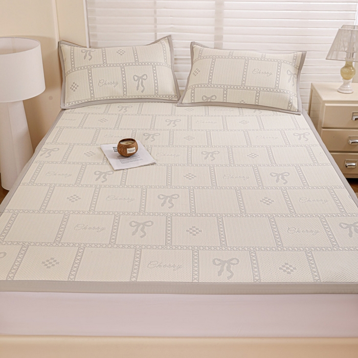 富馨莱 2026新款PE乙纶高克重冰豆豆席凉感凉席单件席子平铺款学生宿舍支持一件定制尺寸 花蝶-灰