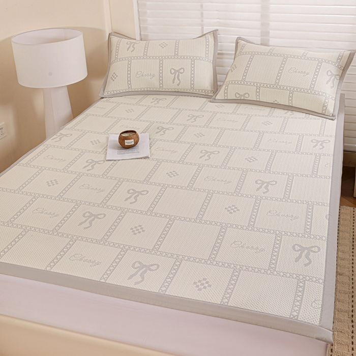 91家纺网 家纺一手货源 找家纺 富馨莱 2026新款PE乙纶高克重冰豆豆席凉感凉席单件席子平铺款学生宿舍支持一件定制尺寸 花蝶-灰