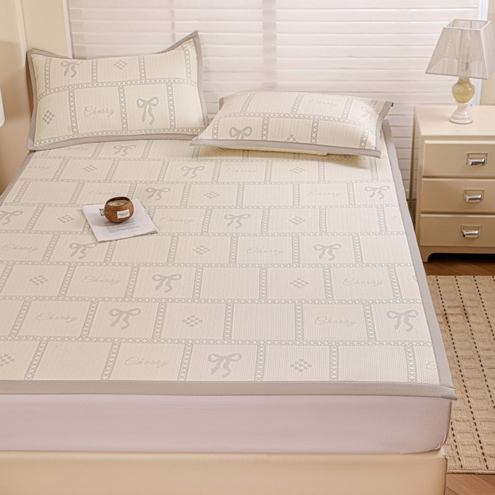 91家纺网 家纺一手货源 找家纺 富馨莱 2026新款PE乙纶高克重冰豆豆席凉感凉席单件席子平铺款学生宿舍支持一件定制尺寸 花蝶-灰