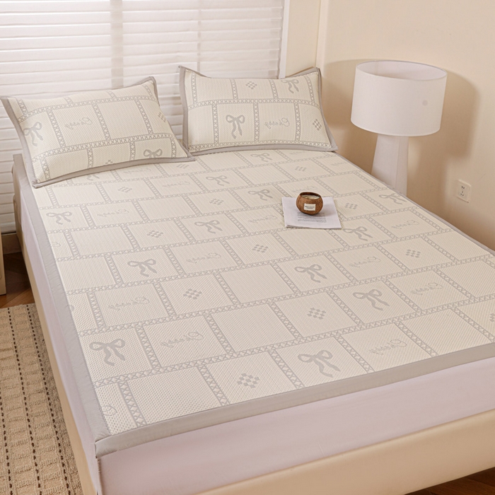 91家纺网 家纺一手货源 找家纺 富馨莱 2026新款PE乙纶高克重冰豆豆席凉感凉席单件席子平铺款学生宿舍支持一件定制尺寸 花蝶-灰