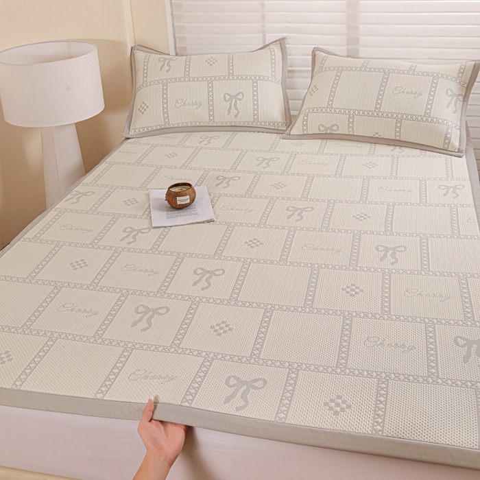 91家纺网 家纺一手货源 找家纺 富馨莱 2026新款PE乙纶高克重冰豆豆席凉感凉席单件席子平铺款学生宿舍支持一件定制尺寸 花蝶-灰