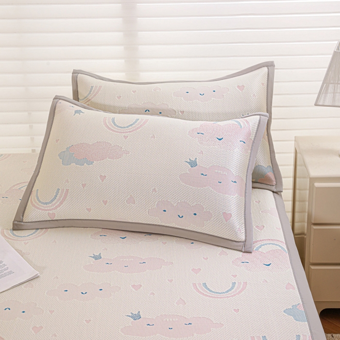 91家纺网 家纺一手货源 找家纺 富馨莱 2026新款PE乙纶高克重冰豆豆席凉感凉席单件席子平铺款学生宿舍支持一件定制尺寸 爱心彩虹