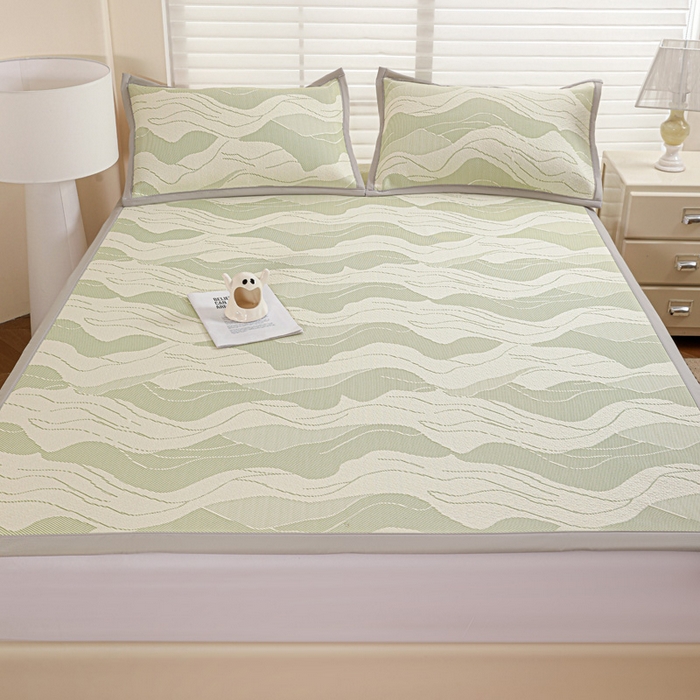 91家纺网 家纺一手货源 找家纺 富馨莱 2026新款PE乙纶高克重冰豆豆席凉感凉席单件席子平铺款学生宿舍支持一件定制尺寸 波纹-绿