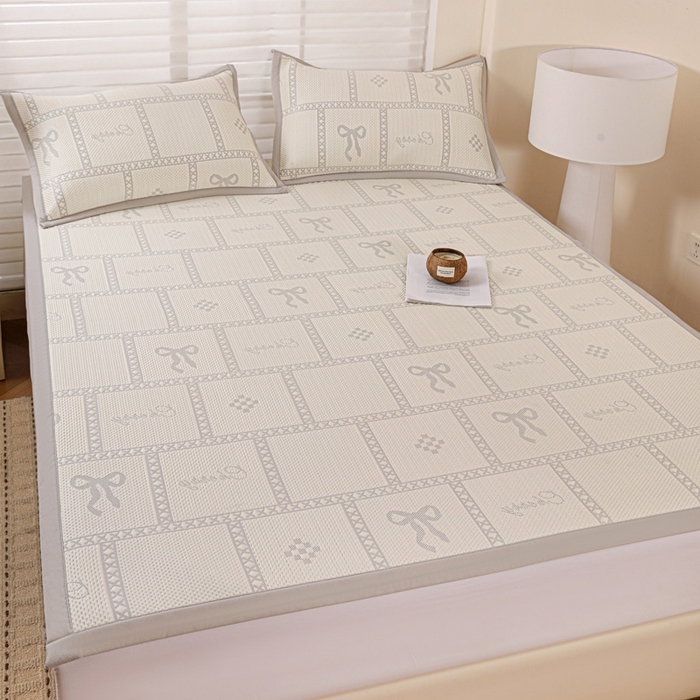 91家纺网 家纺一手货源 找家纺 富馨莱 2026新款PE乙纶高克重冰豆豆席凉感凉席单件席子平铺款学生宿舍支持一件定制尺寸 花蝶-灰