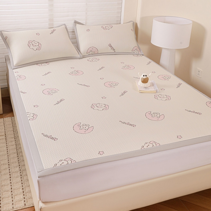 91家纺网 家纺一手货源 找家纺 富馨莱 2026新款PE乙纶高克重冰豆豆席凉感凉席单件席子平铺款学生宿舍支持一件定制尺寸 兔宝贝