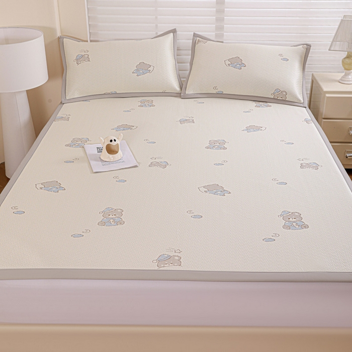 91家纺网 家纺一手货源 找家纺 富馨莱 2026新款PE乙纶高克重冰豆豆席凉感凉席单件席子平铺款学生宿舍支持一件定制尺寸 可爱熊