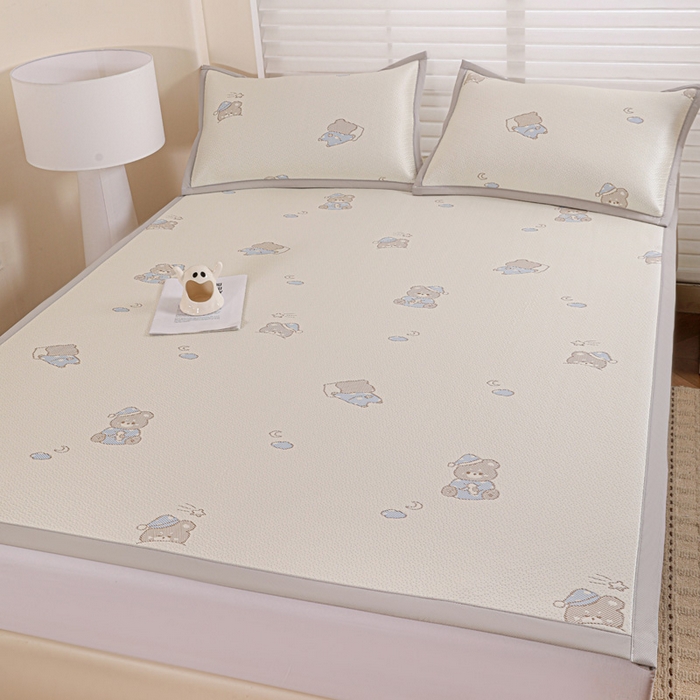 91家纺网 家纺一手货源 找家纺 富馨莱 2026新款PE乙纶高克重冰豆豆席凉感凉席单件席子平铺款学生宿舍支持一件定制尺寸 可爱熊