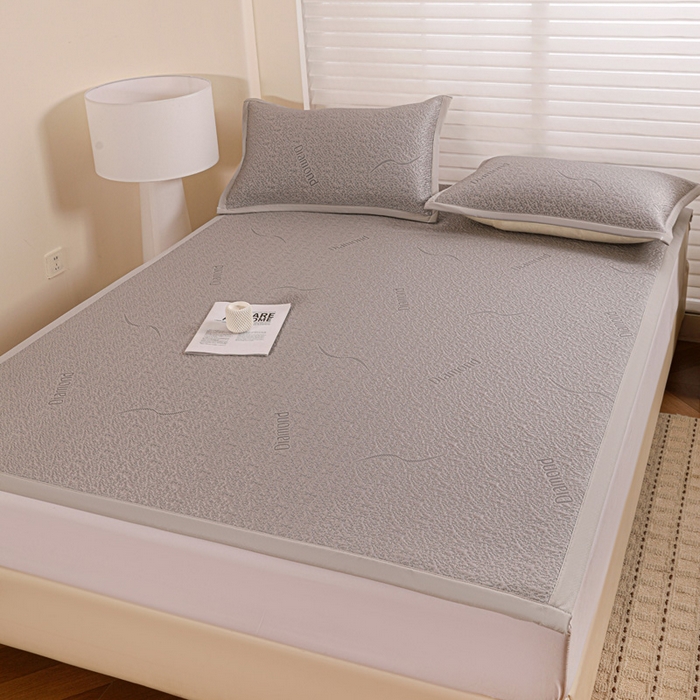 91家纺网 家纺一手货源 找家纺 富馨莱 2026新款PE乙纶高克重冰豆豆席凉感凉席单件席子平铺款学生宿舍支持一件定制尺寸 寻意-灰