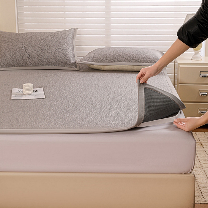 91家纺网 家纺一手货源 找家纺 富馨莱 2026新款PE乙纶高克重冰豆豆席凉感凉席单件席子平铺款学生宿舍支持一件定制尺寸 寻意-灰