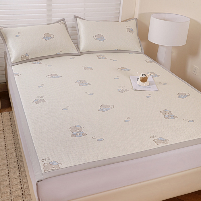 91家纺网 家纺一手货源 找家纺 富馨莱 2026新款PE乙纶高克重冰豆豆席凉感凉席单件席子平铺款学生宿舍支持一件定制尺寸 可爱熊