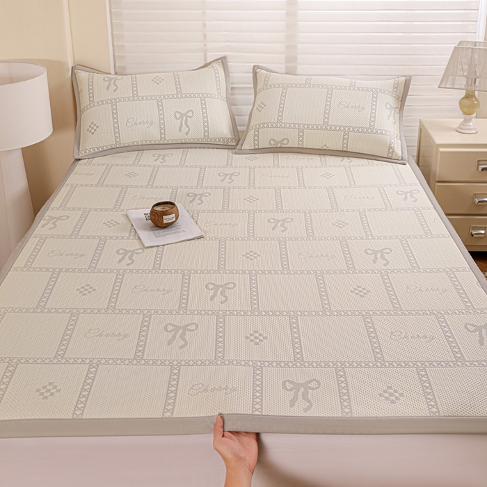 91家纺网 家纺一手货源 找家纺 富馨莱 2026新款PE乙纶高克重冰豆豆席凉感凉席单件席子平铺款学生宿舍支持一件定制尺寸 花蝶-灰