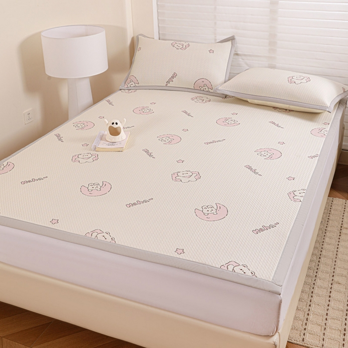 91家纺网 家纺一手货源 找家纺 富馨莱 2026新款PE乙纶高克重冰豆豆席凉感凉席单件席子平铺款学生宿舍支持一件定制尺寸 兔宝贝