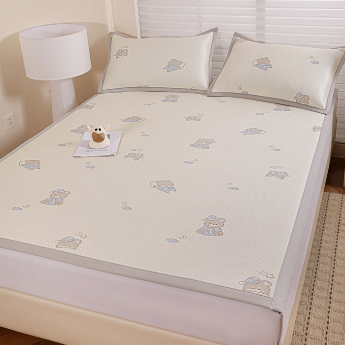 91家纺网 家纺一手货源 找家纺 富馨莱 2026新款PE乙纶高克重冰豆豆席凉感凉席单件席子平铺款学生宿舍支持一件定制尺寸 可爱熊