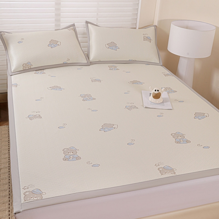 91家纺网 家纺一手货源 找家纺 富馨莱 2026新款PE乙纶高克重冰豆豆席凉感凉席单件席子平铺款学生宿舍支持一件定制尺寸 可爱熊