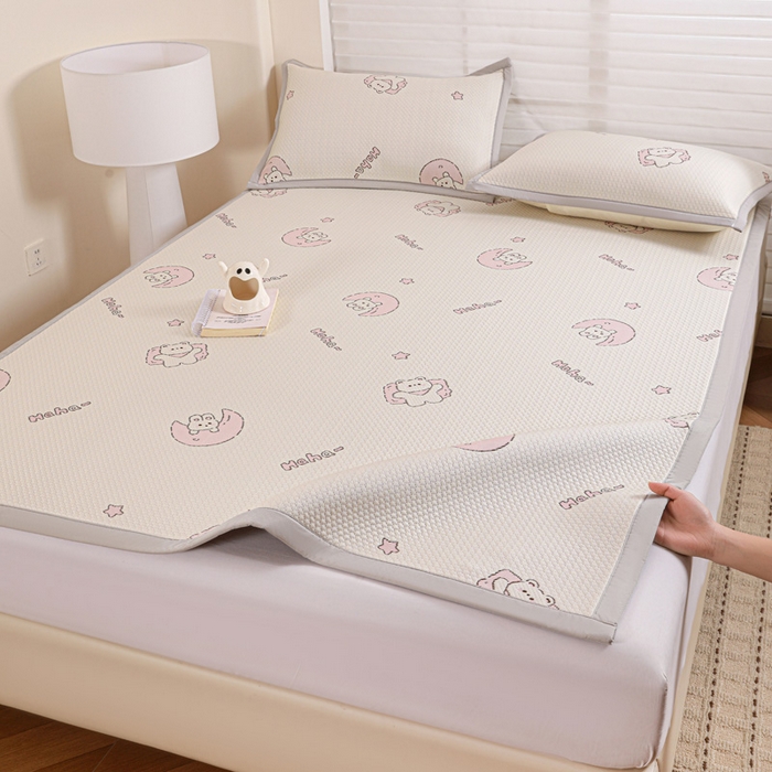 91家纺网 家纺一手货源 找家纺 富馨莱 2026新款PE乙纶高克重冰豆豆席凉感凉席单件席子平铺款学生宿舍支持一件定制尺寸 兔宝贝