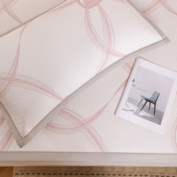 91家纺网 家纺一手货源 找家纺 富馨莱 2026新款PE乙纶高克重冰豆豆席凉感凉席单件席子平铺款学生宿舍支持一件定制尺寸 天鹅-粉