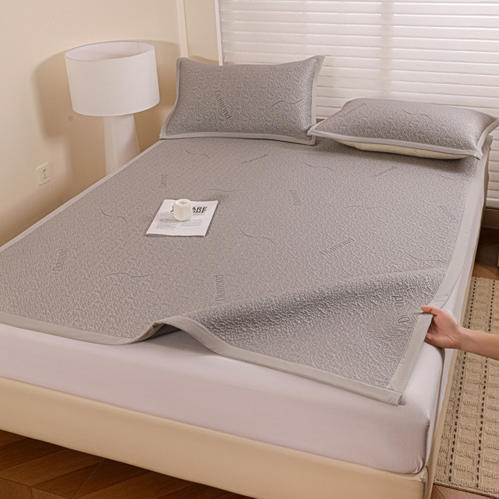 91家纺网 家纺一手货源 找家纺 富馨莱 2026新款PE乙纶高克重冰豆豆席凉感凉席单件席子平铺款学生宿舍支持一件定制尺寸 寻意-灰