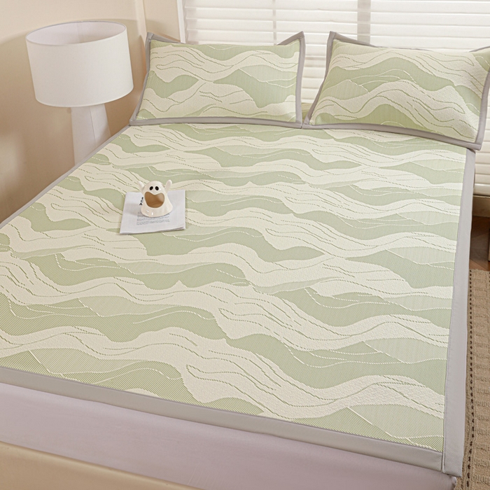 91家纺网 家纺一手货源 找家纺 富馨莱 2026新款PE乙纶高克重冰豆豆席凉感凉席单件席子平铺款学生宿舍支持一件定制尺寸 波纹-绿