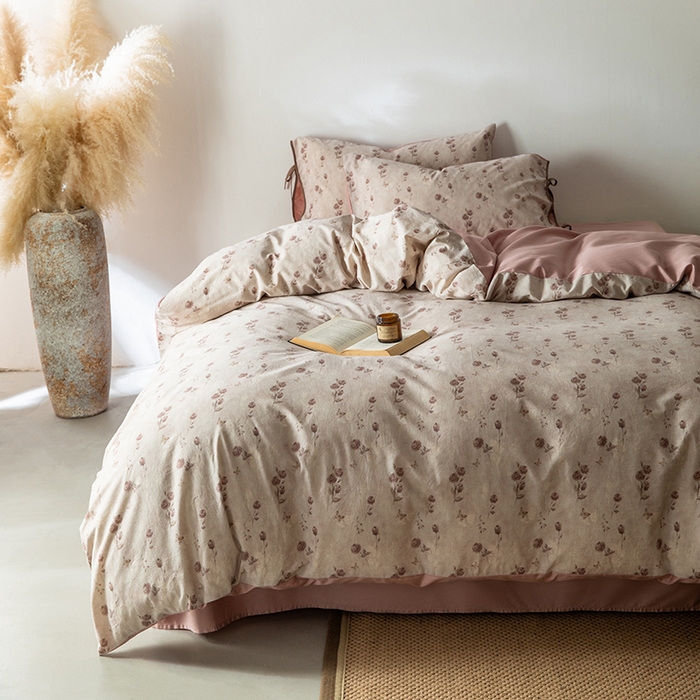 91家纺网 家纺一手货源 找家纺 若未家居 LOVEWE HOUSE 2026春夏新款全棉纯棉棉麻色织印花套件清茉系列四件套（控价 券后不低于298） 蔷薇眠