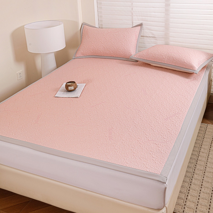 91家纺网 家纺一手货源 找家纺 富馨莱 2026新款PE乙纶高克重冰豆豆席凉感凉席单件席子平铺款学生宿舍支持一件定制尺寸 寻意-粉