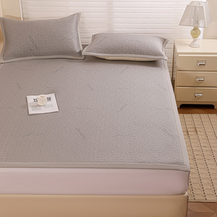 91家纺网 家纺一手货源 找家纺 富馨莱 2026新款PE乙纶高克重冰豆豆席凉感凉席单件席子平铺款学生宿舍支持一件定制尺寸 寻意-灰