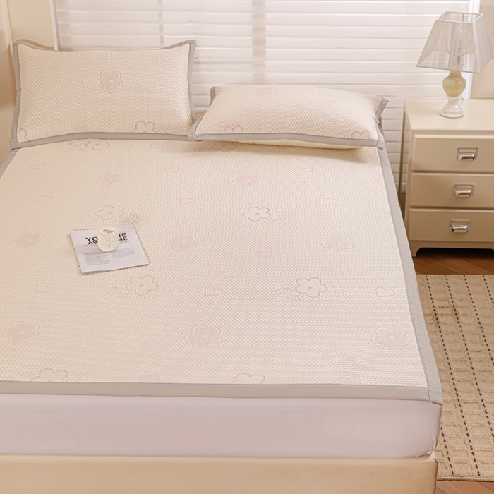 91家纺网 家纺一手货源 找家纺 富馨莱 2026新款PE乙纶高克重冰豆豆席凉感凉席单件席子平铺款学生宿舍支持一件定制尺寸 花儿朵朵