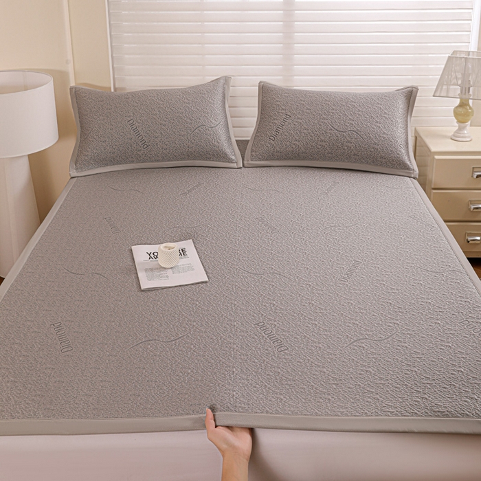 91家纺网 家纺一手货源 找家纺 富馨莱 2026新款PE乙纶高克重冰豆豆席凉感凉席单件席子平铺款学生宿舍支持一件定制尺寸 寻意-灰