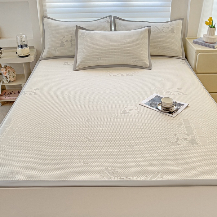 91家纺网 家纺一手货源 找家纺 富馨莱 2026新款PE乙纶高克重冰豆豆席凉感凉席单件席子平铺款学生宿舍支持一件定制尺寸 熊猫嘟嘟-灰