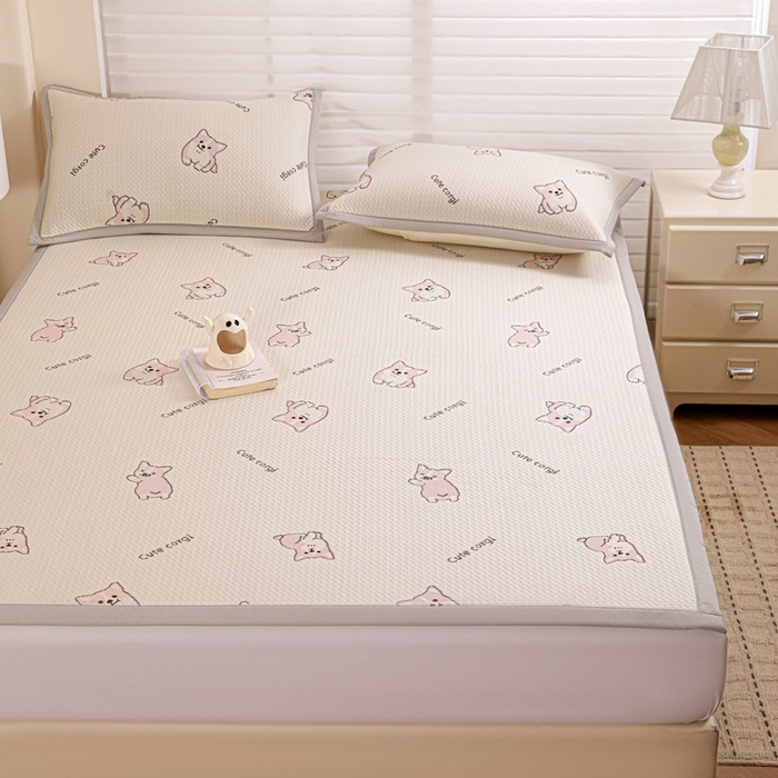 91家纺网 家纺一手货源 找家纺 富馨莱 2026新款PE乙纶高克重冰豆豆席凉感凉席单件席子平铺款学生宿舍支持一件定制尺寸 小狗-柯基