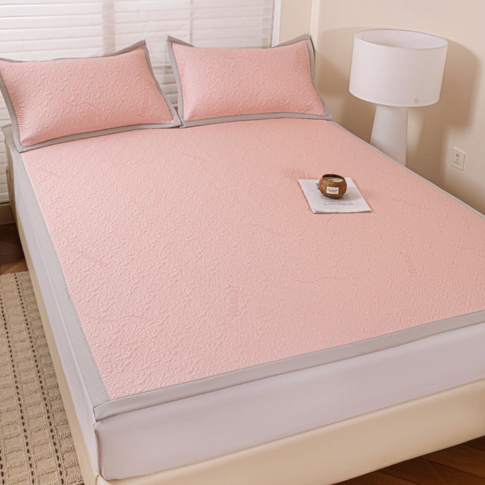 91家纺网 家纺一手货源 找家纺 富馨莱 2026新款PE乙纶高克重冰豆豆席凉感凉席单件席子平铺款学生宿舍支持一件定制尺寸 寻意-粉