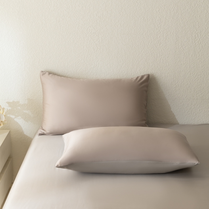 91家纺网 家纺一手货源 找家纺 禾时 2026新款60支奥地利兰精双拼纯色天丝四件套 夜影凝香-霜华银