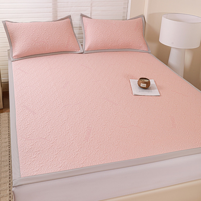 91家纺网 家纺一手货源 找家纺 富馨莱 2026新款PE乙纶高克重冰豆豆席凉感凉席单件席子平铺款学生宿舍支持一件定制尺寸 寻意-粉