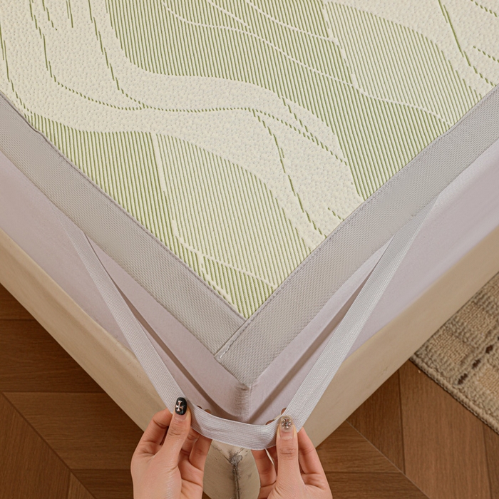 91家纺网 家纺一手货源 找家纺 富馨莱 2026新款PE乙纶高克重冰豆豆席凉感凉席单件席子平铺款学生宿舍支持一件定制尺寸 波纹-绿