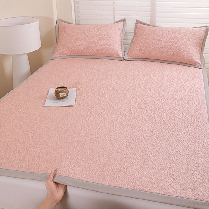 91家纺网 家纺一手货源 找家纺 富馨莱 2026新款PE乙纶高克重冰豆豆席凉感凉席单件席子平铺款学生宿舍支持一件定制尺寸 寻意-粉