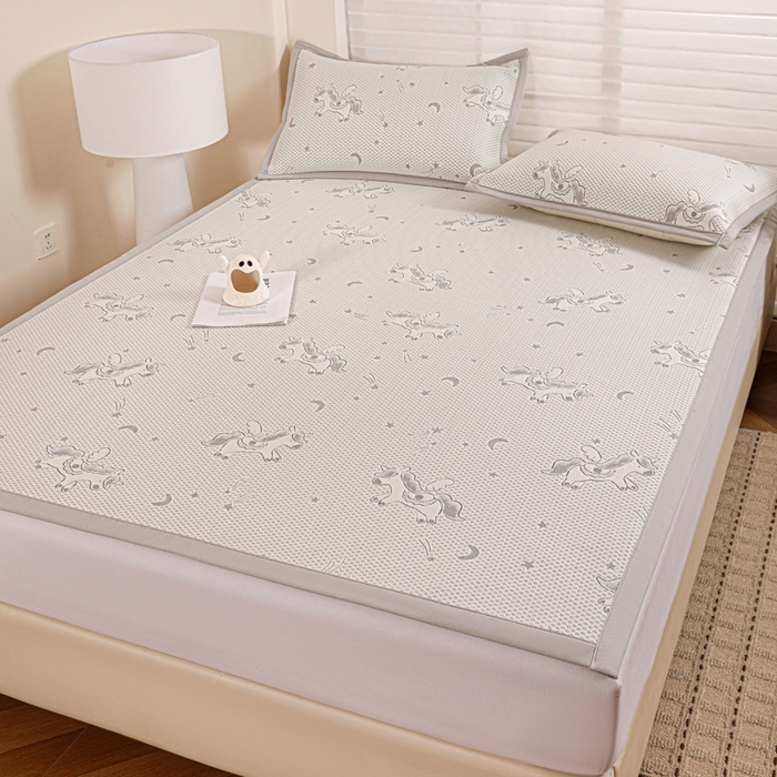 91家纺网 家纺一手货源 找家纺 富馨莱 2026新款PE乙纶高克重冰豆豆席凉感凉席单件席子平铺款学生宿舍支持一件定制尺寸 小飞马