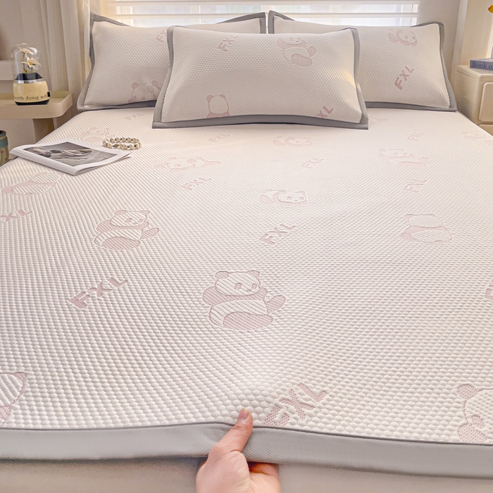 91家纺网 家纺一手货源 找家纺 富馨莱 2026新款PE乙纶高克重冰豆豆席凉感凉席单件席子平铺款学生宿舍支持一件定制尺寸 熊猫嘟嘟-粉