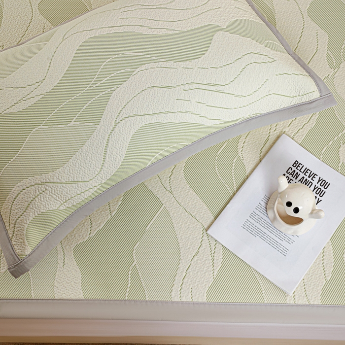 91家纺网 家纺一手货源 找家纺 富馨莱 2026新款PE乙纶高克重冰豆豆席凉感凉席单件席子平铺款学生宿舍支持一件定制尺寸 波纹-绿