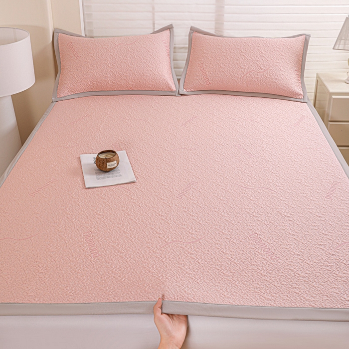 91家纺网 家纺一手货源 找家纺 富馨莱 2026新款PE乙纶高克重冰豆豆席凉感凉席单件席子平铺款学生宿舍支持一件定制尺寸 寻意-粉