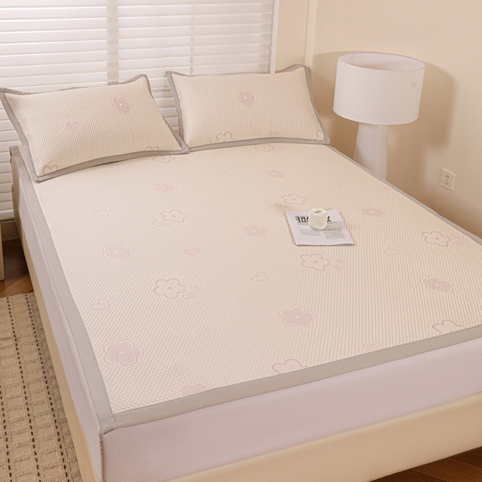 91家纺网 家纺一手货源 找家纺 富馨莱 2026新款PE乙纶高克重冰豆豆席凉感凉席单件席子平铺款学生宿舍支持一件定制尺寸 花儿朵朵