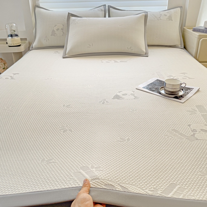 91家纺网 家纺一手货源 找家纺 富馨莱 2026新款PE乙纶高克重冰豆豆席凉感凉席单件席子平铺款学生宿舍支持一件定制尺寸 熊猫嘟嘟-灰