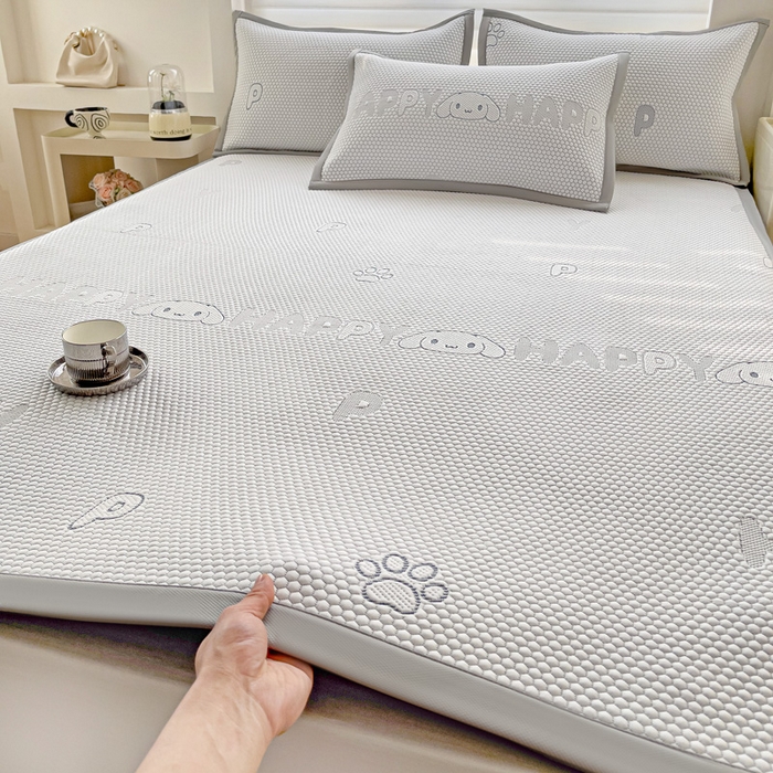 91家纺网 家纺一手货源 找家纺 富馨莱 2026新款PE乙纶高克重冰豆豆席凉感凉席单件席子平铺款学生宿舍支持一件定制尺寸 呆呆狗