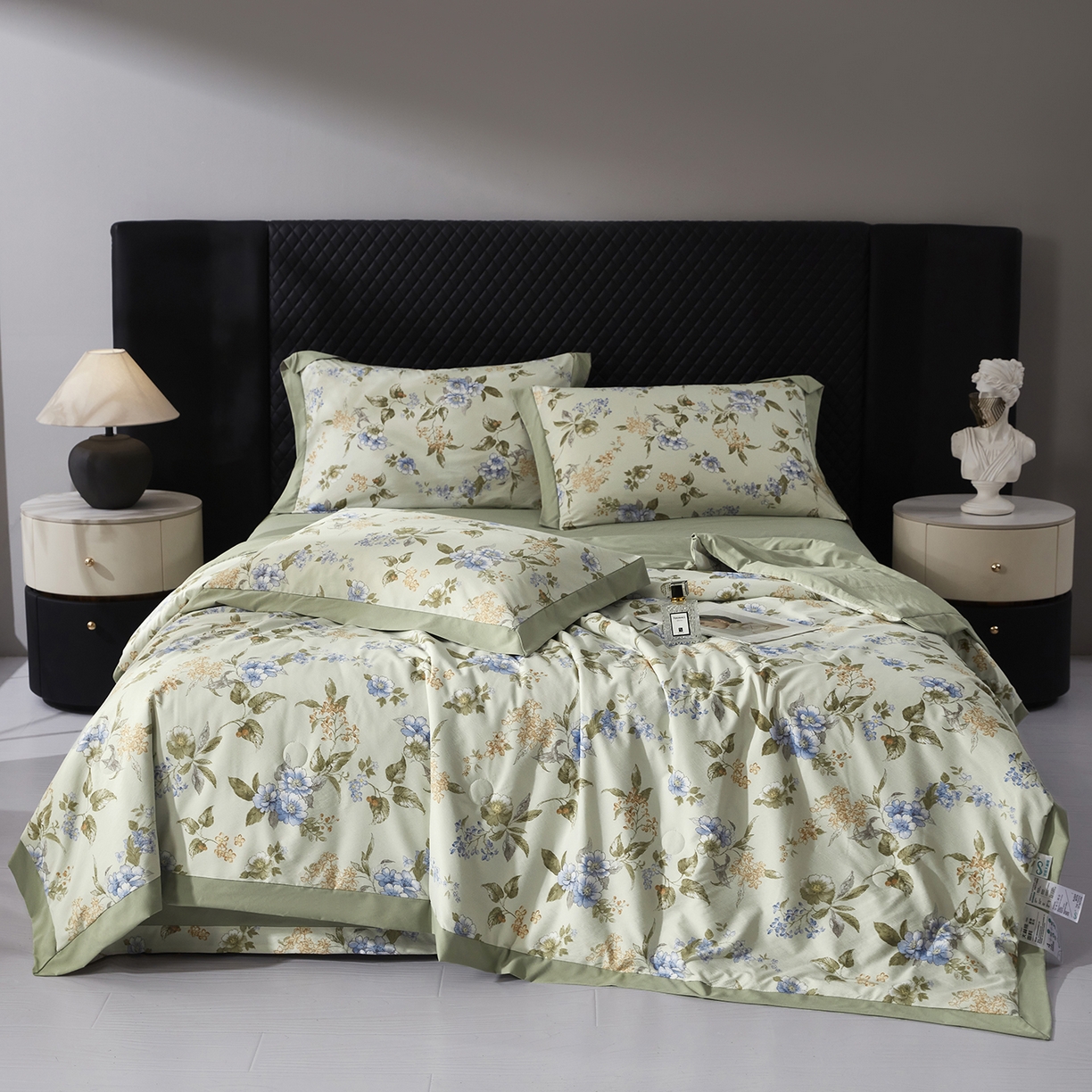 91家纺网 家纺一手货源 找家纺 网客家纺 2026新款A类凉感天丝棉夏被四件套 松香